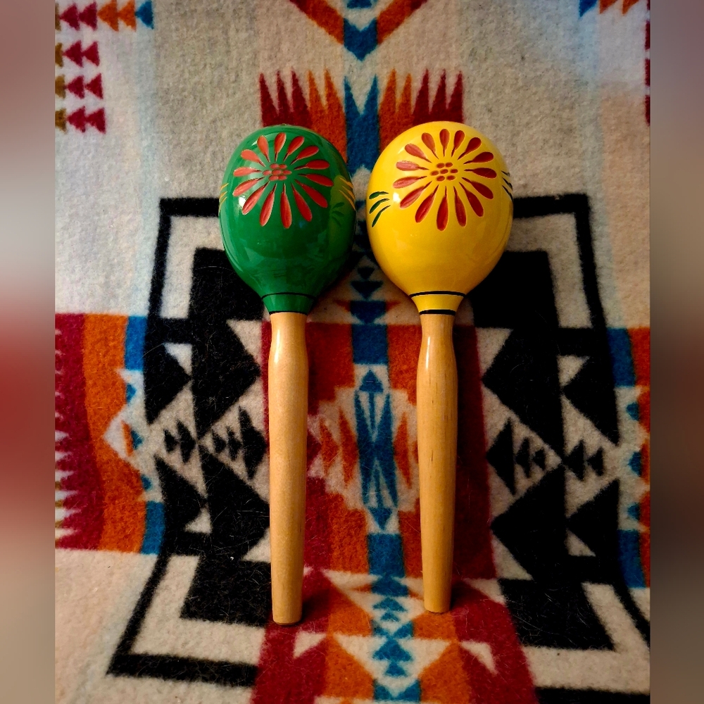 Pair of Hand Painted Maracas